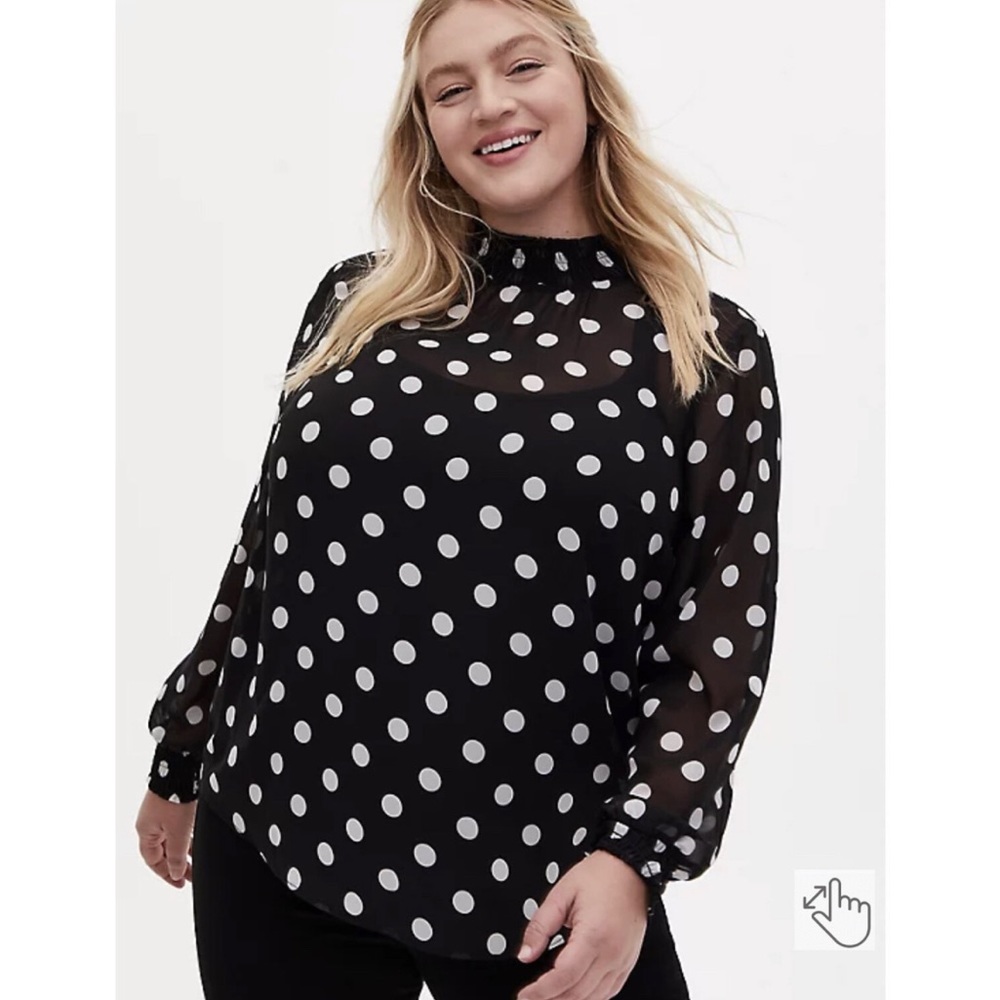 Torrid Chiffon Smocked Mock Neck Blouse